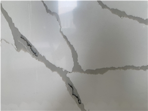 Engineered Solid Surface Calacatta White Quartz Slabs