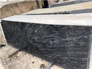 Silver Black Markino Granite Slabs, India Grey Granite