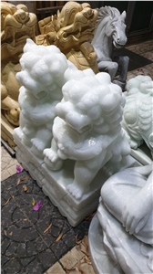 Big White Marble Lion Statue