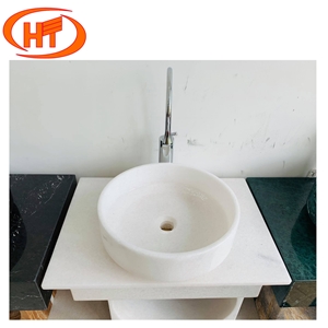 Pure White Marble Sink Round Sink Rectangle Sink