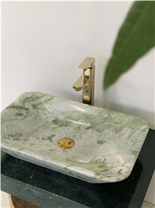 Rectangle Green Onyx Hamalia Basin Sink Stone