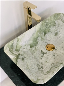 Rectangle Green Onyx Hamalia Basin Sink Stone