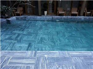 Swimming Pool Black Tiger Veins Marble Tile