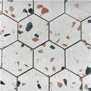 3" Beige Terrazzo Mosaic Kitchen Backsplash Wall Design Tile