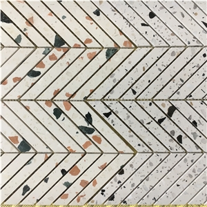 Chevron Light Grey Terrazzo Tile Ktichen Floor Pattern Tile