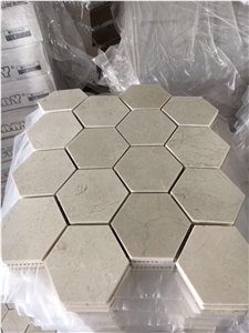 3" Hexagon Thassos Mosaic Design Marble Wall Backsplash Tile