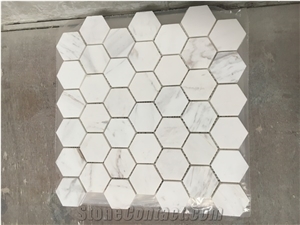 Bubbles Wooden White Wall Mosaic Volakas Floor Tile Design