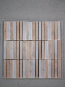 Chipped Grey Wood Wall Mosaic White Wood Linear Strips Tile