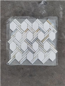 Hexagon Thassos Tile Rope Calacatta Chevron Mosaic Design 