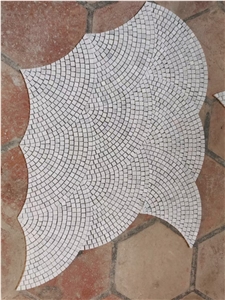 Marble Bathroom Wall Mosaic Carrara Fan Backsplash Pattern 