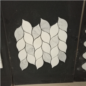 Marble Carrara Hexagon Floor Mosaic Marquina Water-Jet Tile