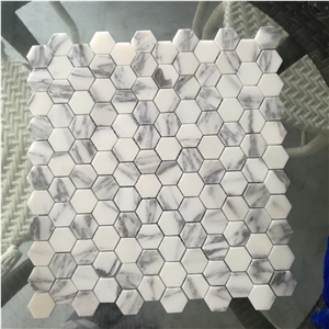 Marble Kitchen Floor Mosaic Calacatta Rhombus Create Hexagon
