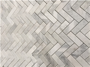 Marble Mosaic Backsplash Wall Carrara Herringbone Floor Tile