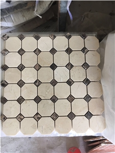 Marble Mosaic Design Crema Marfil Hexagon Kitchen Floor Tile
