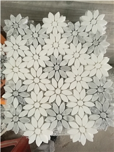 Marble Mosaic Kitchen Floor Design Carrara Basket Weave Tile