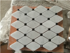 Marble Mosaic Wall Design Carrara Hexagon Tile Black Dot