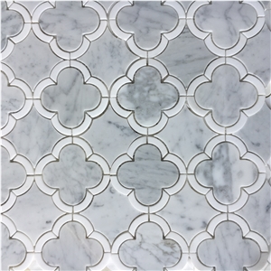 Marble Water-Jet Mosaic Pattern Design Carrara Backsplash 
