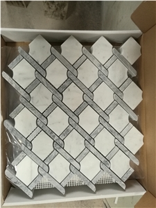 Marble Waterjet Mosaic Design Carrara Rope Backsplash Tile 
