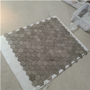 Marquina Waterjet Mosaic Design Brass Chevron Pattern Tile  