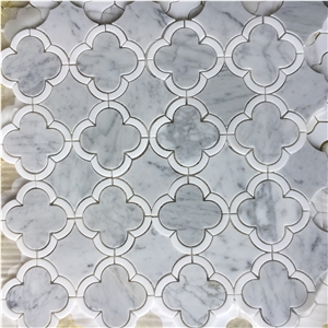 Stone Waterjet Mosaic Tile Thassos Backsplash Pattern Design