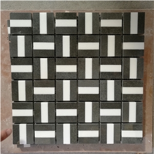 Thassos Chevron Mosaic Design Beige Stone Rope Floor Pattern