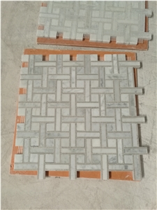Thassos Hexagon Mosaic Design Carrara Chevron Floor Tile