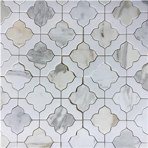 Water-Jet Marble Mosaic Design Thassos Floor Pattern Tile