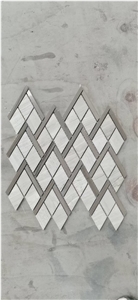 White Wood Marble Hexagon Mosaic Pattern Athen Chevron Tile 