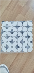White Wood Rhombus Mosaic Pattern Athen Grey Chevron Tile