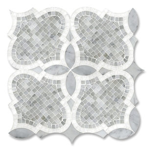 Aiden Grey Marble Mosaic Tile Waterjet Flower Pattern