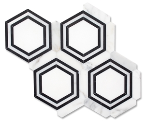 Hexagon Mosaic Black And White Bathroom Mosaic