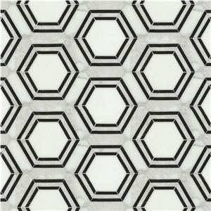 Hexagon Mosaic Black And White Bathroom Mosaic