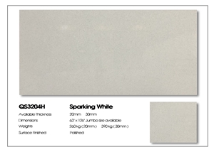 VG 3405 Sparkling White Artificial Quartz Stone