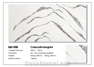 VG1308 Calacatta Borghini Artificial Quartz Stone Slabs 