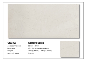 VG2403 Artificial Carrara Quartz Stone Slab Calacatta