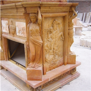 Brown Marble Double Layer Fireplace