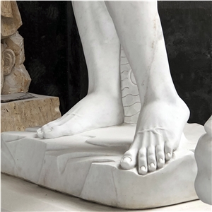 David Sculpture In White Marble 6' Tall