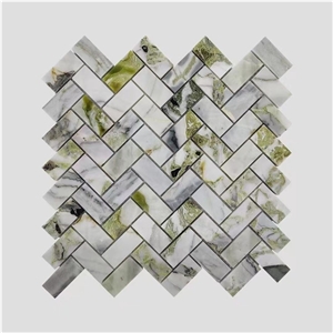 Green And White Marble Mosaic Pattern