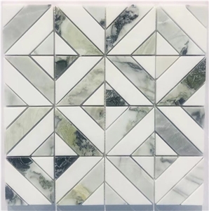 Green And White Natural Marble Mosaic