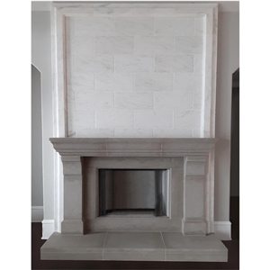 Grey Sandstone Modern Fireplace Mantel