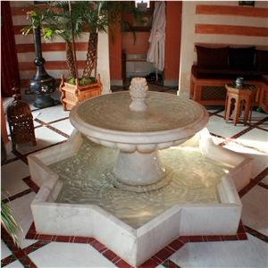 Interior Star Pool Egde White Marble Fountain