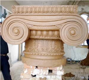 Large Ionic Style Marble Column In Cream Marble