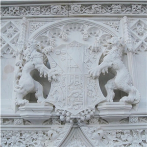 White Marble Flower Carving Church Fireplace Mantel
