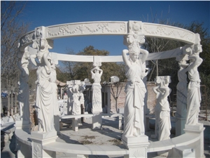 White Marble Statue Column Gazebo