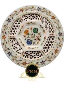 Makrana White Marble Handcrafted Showpeace, Plate