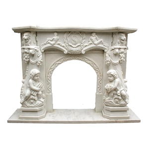 Statuary White  Marble Outdoor Fireplace Surround 