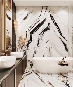 China Panda White Marble Slabs, Interior Walll Floor Tile