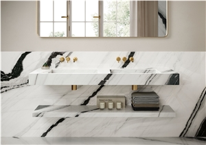 China Panda White Marble Slabs, Interior Walll Floor Tile
