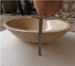 Poished Special Design Cream Marble Oval Basin