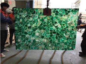Backlit Semiprecious Stone Green  Agate Tile Gemstone Slab